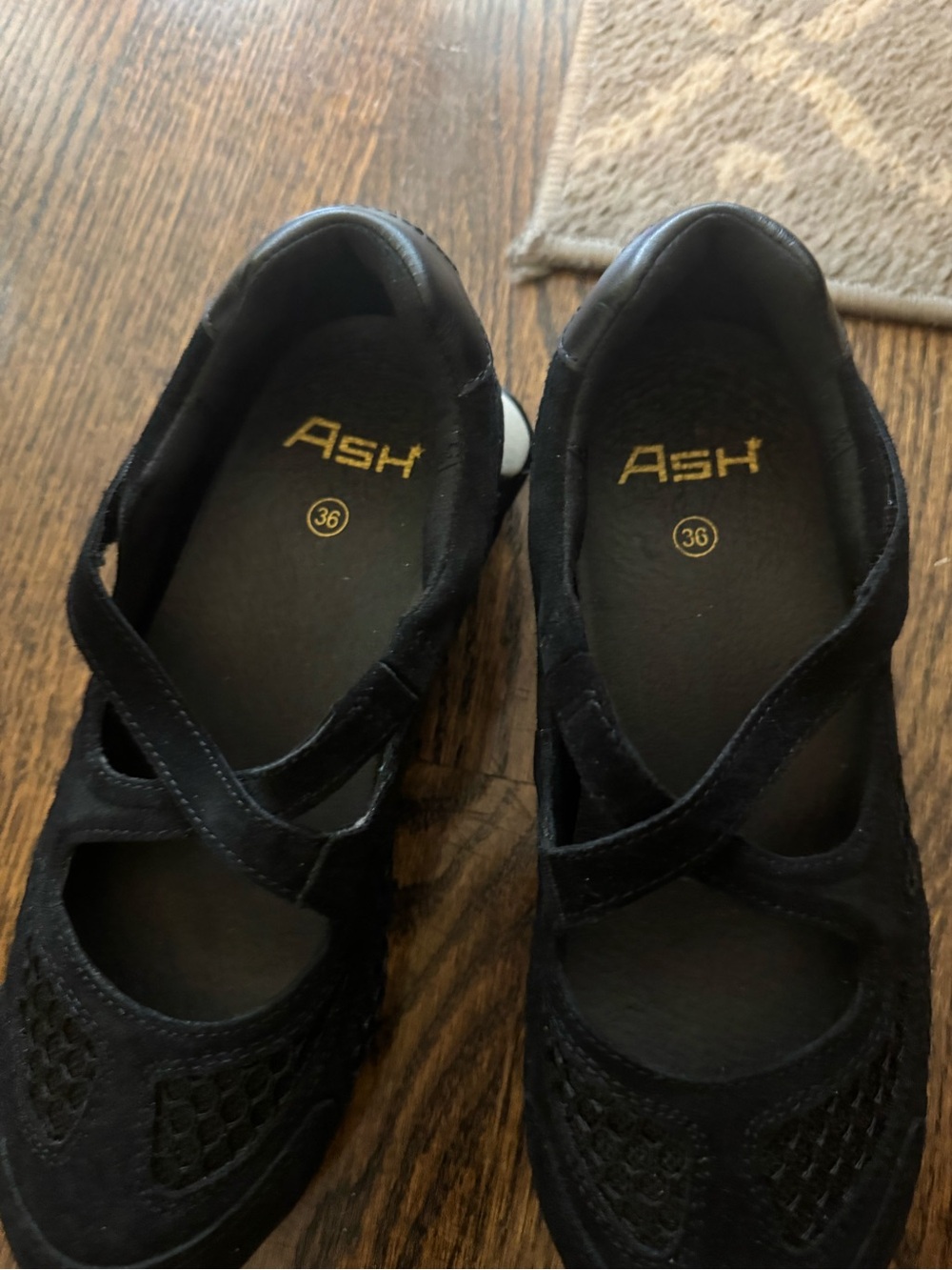 ASH Black Women’s Cross-Strap Suede Flats